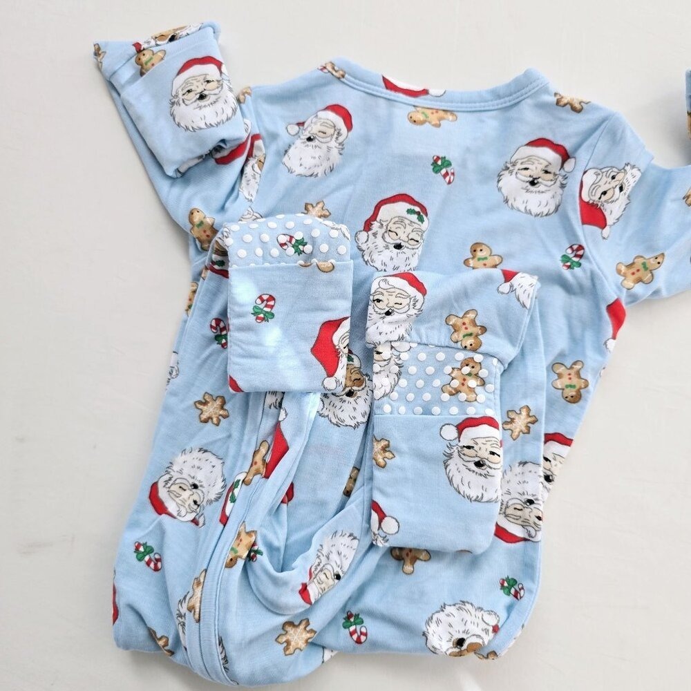 NWT Tullabee Vintage Santa Sleeper Bamboo Blue 3/6 Month Baby - Picture 6 of 6